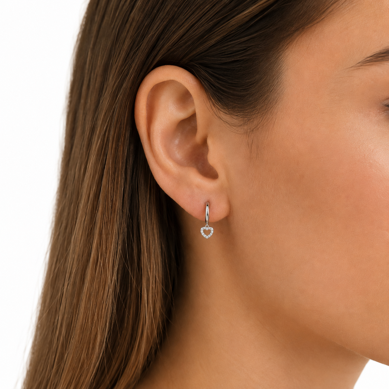 Open Heart Huggie Earrings