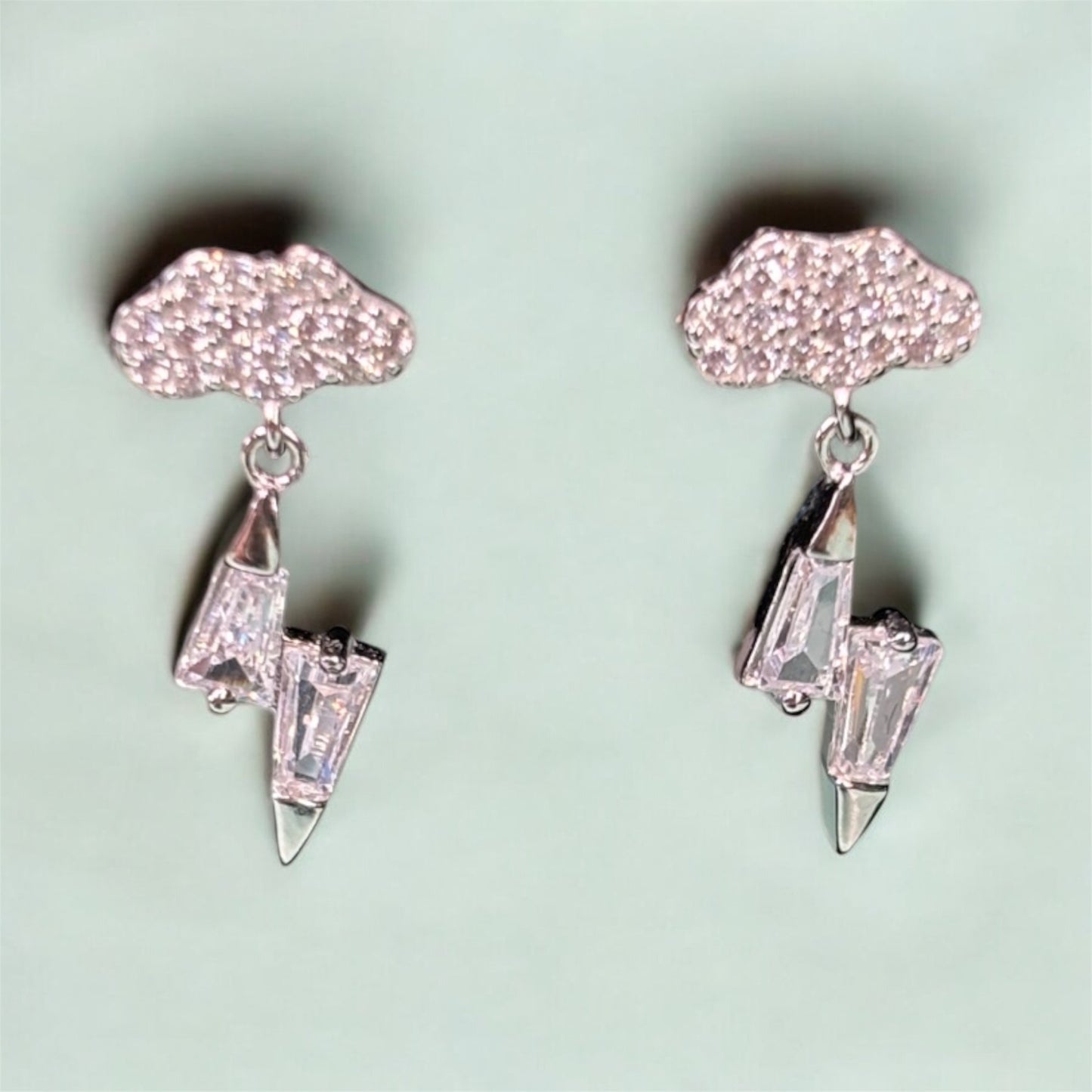 Sterling Silver Lightening Bolt Drop Earrings (gold)