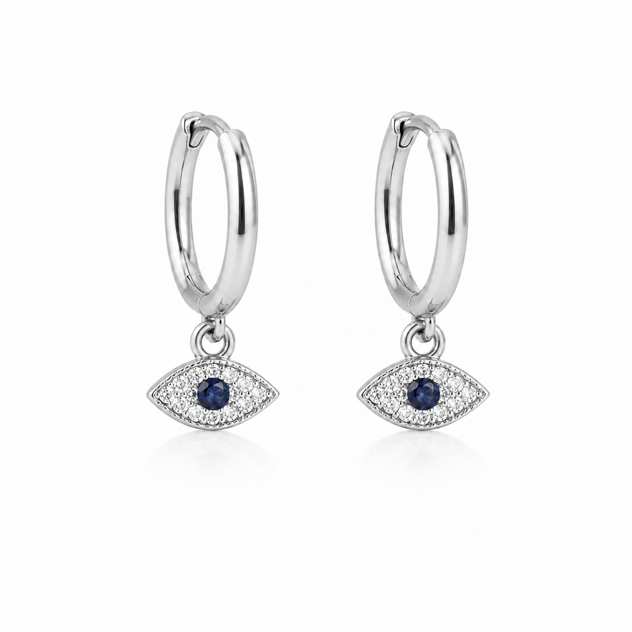 Silver Evil Eye Huggies