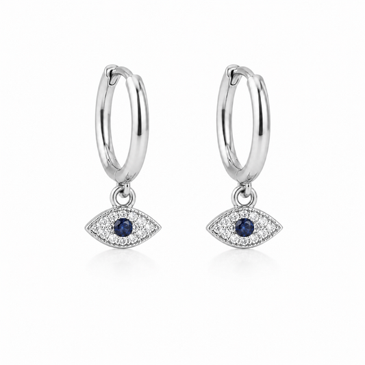Silver Evil Eye Huggies