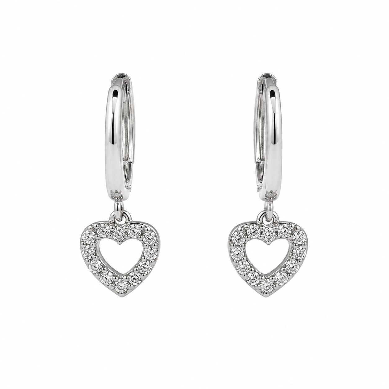 Open Heart Huggie Earrings