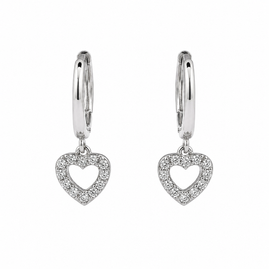 Open Heart Huggie Earrings