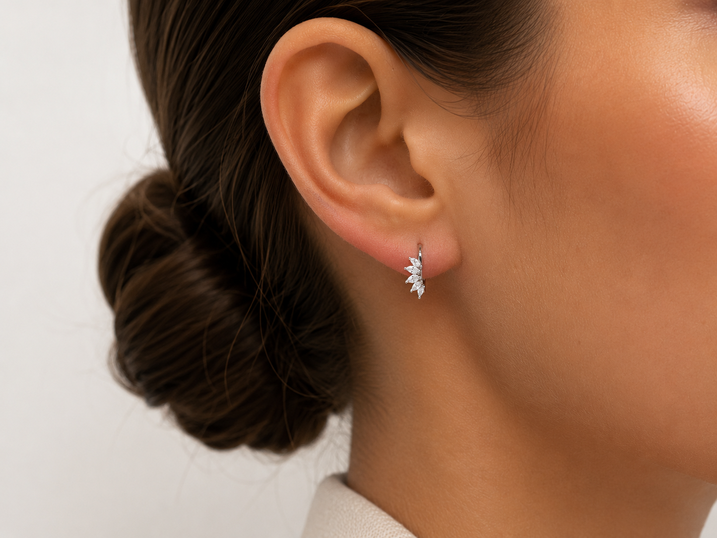 Sterling Silver Crown Huggie Earrings
