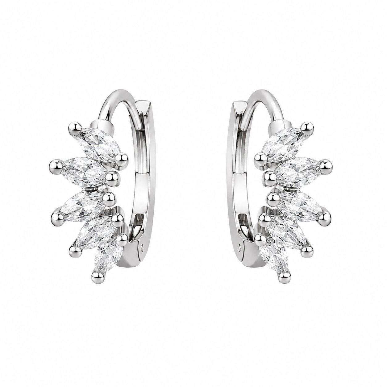 Sterling Silver Crown Huggie Earrings