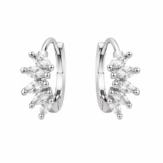 Sterling Silver Crown Huggie Earrings