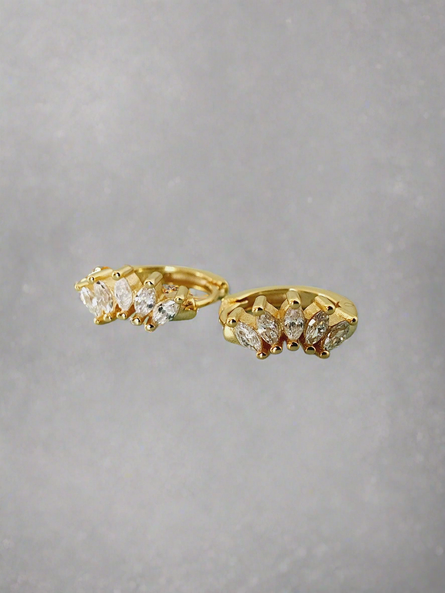 Sterling Silver Crown Huggie Earrings (gold)