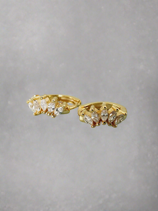 Sterling Silver Crown Huggie Earrings (gold)